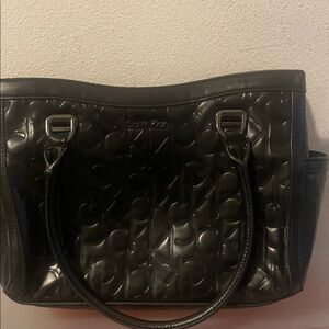 Calvin Klein Black Embossed Tote Bag